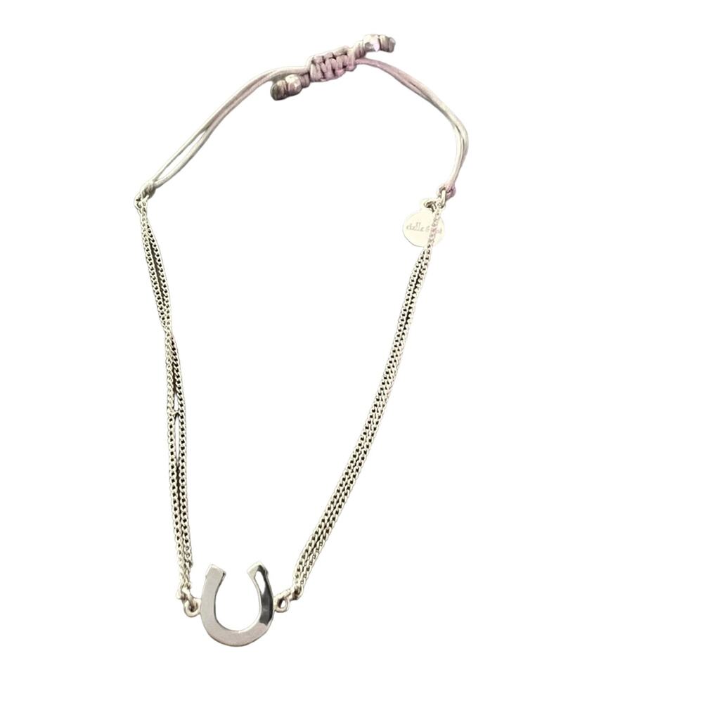 Stella & Dot Lucky Horse Shoe Silver Tone Adjustable Bracelet